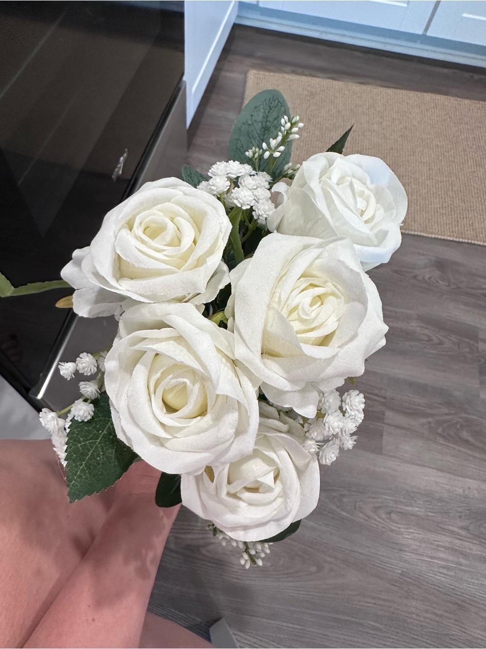 White Artificial Rose Bouquet - Unbranded Elegant Home Accent